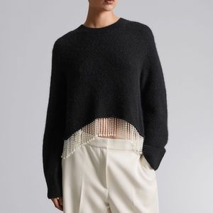 & Other Stories Pearl Fringed Cropped Sweater (Size M)